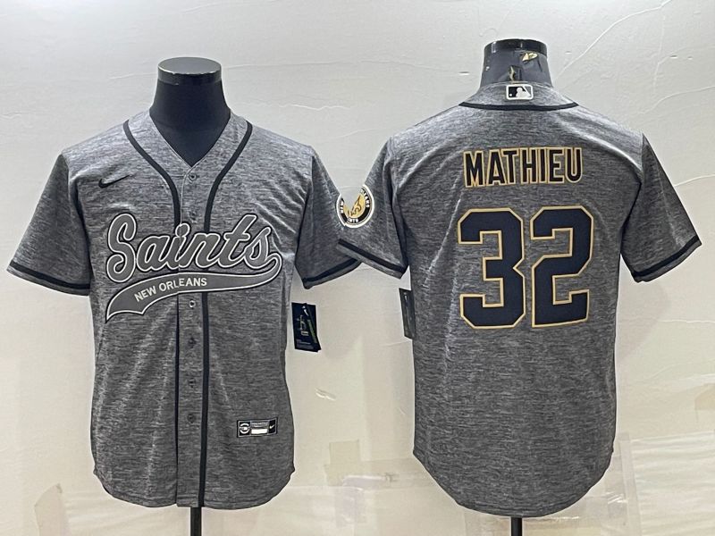 Men New Orleans Saints #32 Mathieu Grey hemp ash 2022 Nike Co branded NFL Jersey